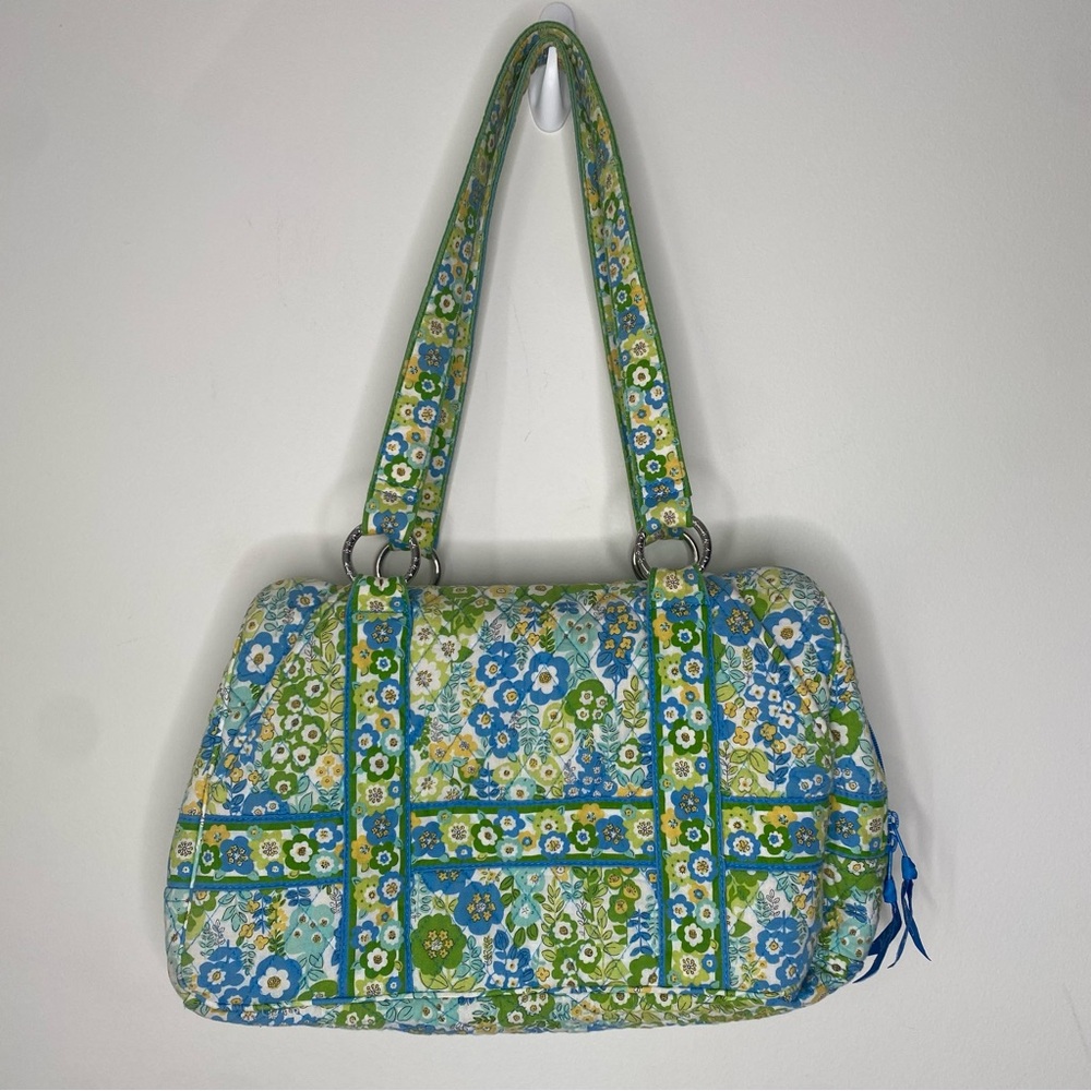 Vera Bradley Quilted Tote Bag Blues Greens Medium